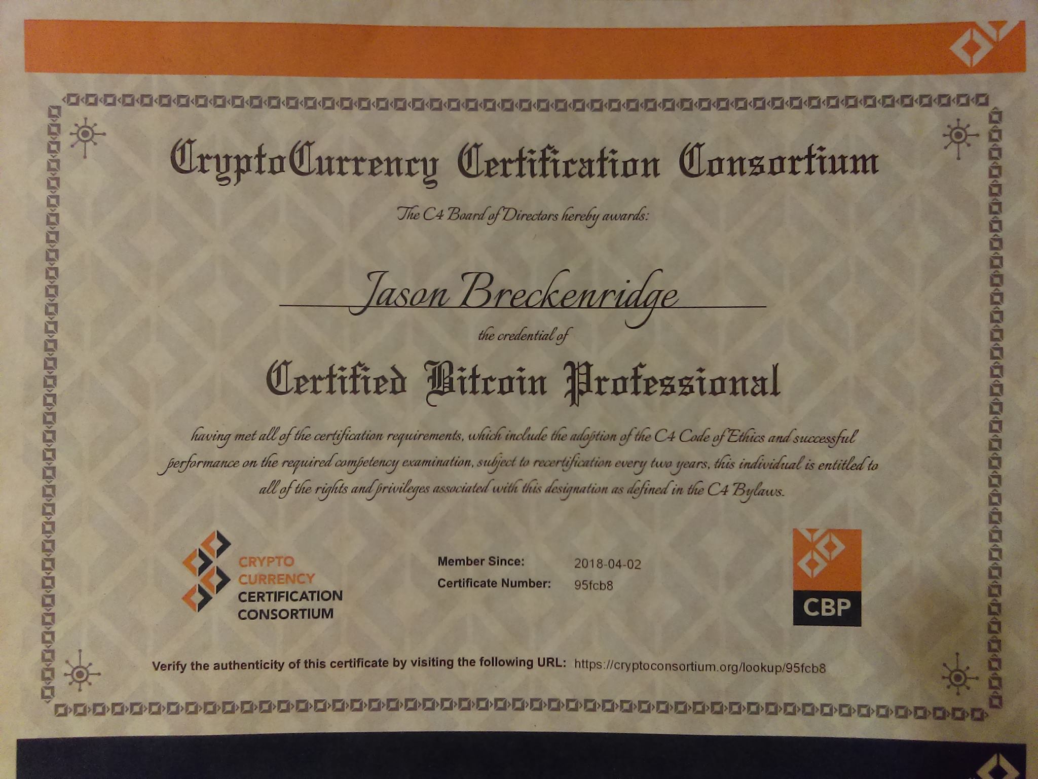 Bitcoin Certified Professional Certificate